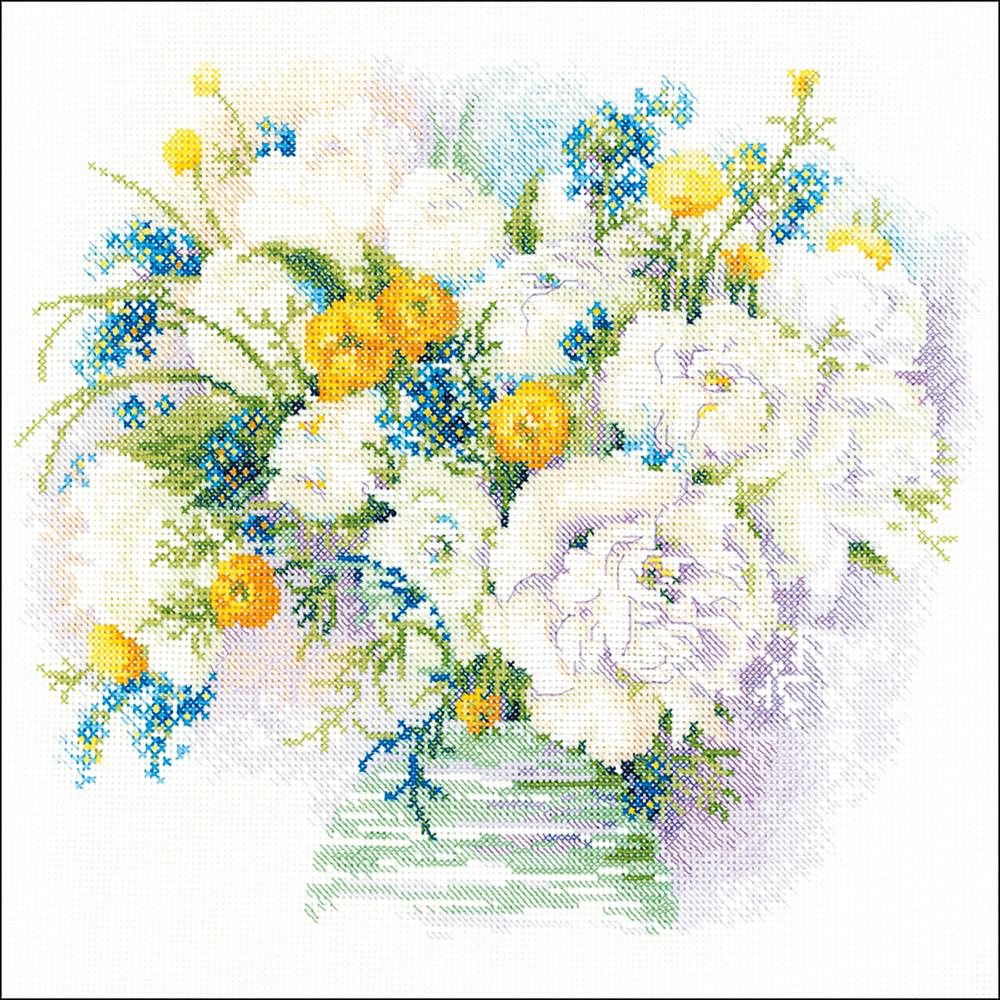 Watercolor Peonies (14 Count) Counted Cross Stitch Kit